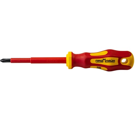 Диэлектрическая крестовая отвёртка Промлайн PH2x100 мм, до 1000 В, CrV, ПЛ02202032_z022