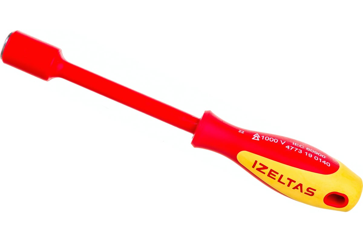 Диэлектрический ключ-отвёртка IZELTAS 1000V, торцевой, 14мм, длина 230 ...