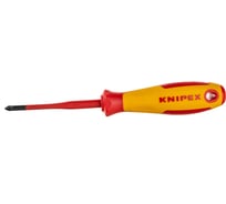 Тонкая отвёртка Knipex VDE 1000V Pozidriv PZ1 крестовая, L стержня 80 мм, 2-комп. рук-ка KN-982501SL