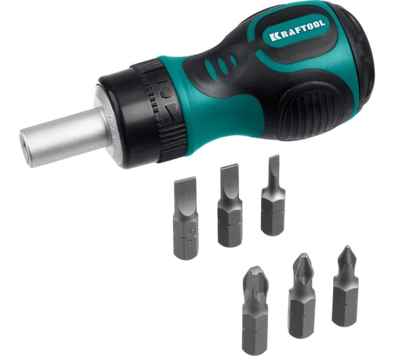Реверсивная отвертка KRAFTOOL Kompakt-6 с битами, 6 предм. 26190-H7