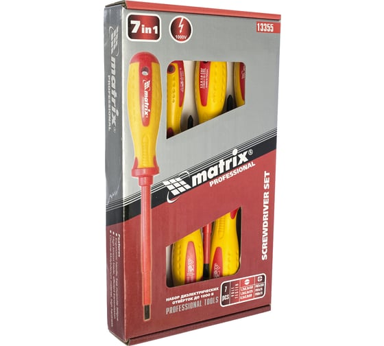Набор диэлектрических отверток до 1000В, MATRIX PROFESSIONAL 13355
