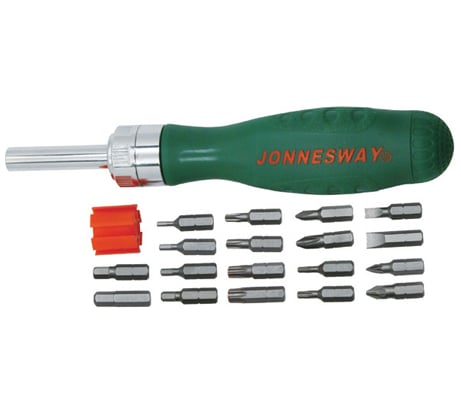 Трещоточная отверточная рукоятка с набором бит Jonnesway DR0119S 48819 048819