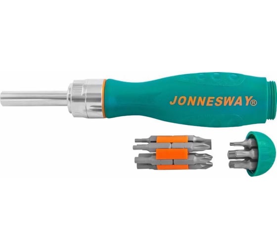 Трещоточная отверточная рукоятка с набором бит Jonnesway DR0119S