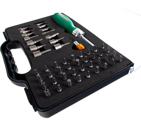 Трещоточная отверточная рукоятка с набором бит и насадок Jonnesway DR0152S