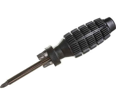 Отвертка с черной усиленной ручкой и 5 насадками CrV FIT 56245