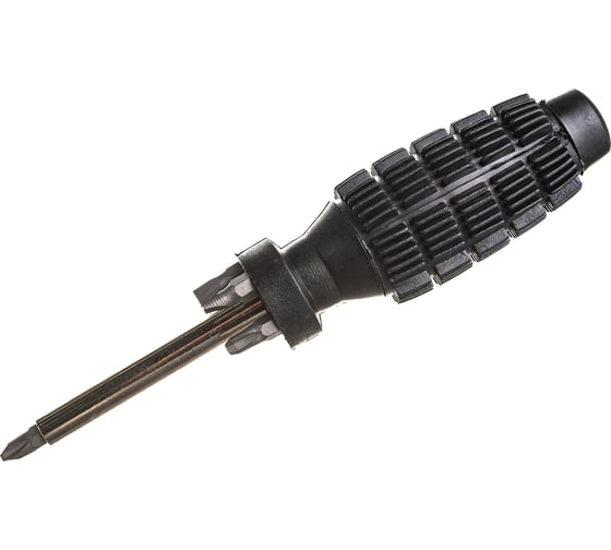 Отвертка с черной усиленной ручкой и 5 насадками CrV FIT 56245 1