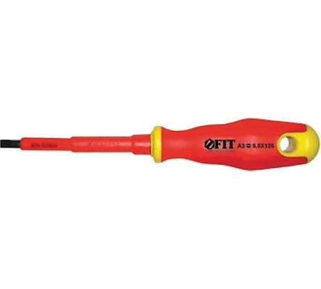 Изолированная отвертка CrV 1000V SL 5.5х125 мм FIT 55898