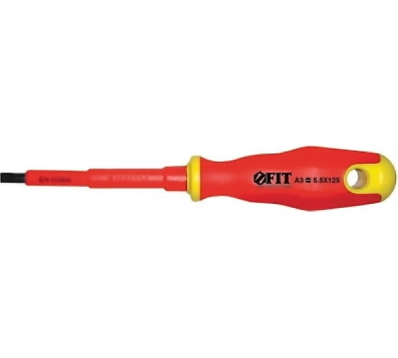 Изолированная отвертка CrV 1000V SL 5.5х125 мм FIT 55898