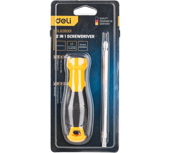Двухсторонняя отвертка DELI DL626001 PH2+SL6x100 мм 98378