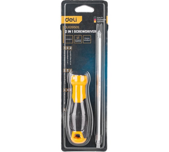 Двухсторонняя отвертка DELI DL626150S PH2+SL6x150 мм 98379