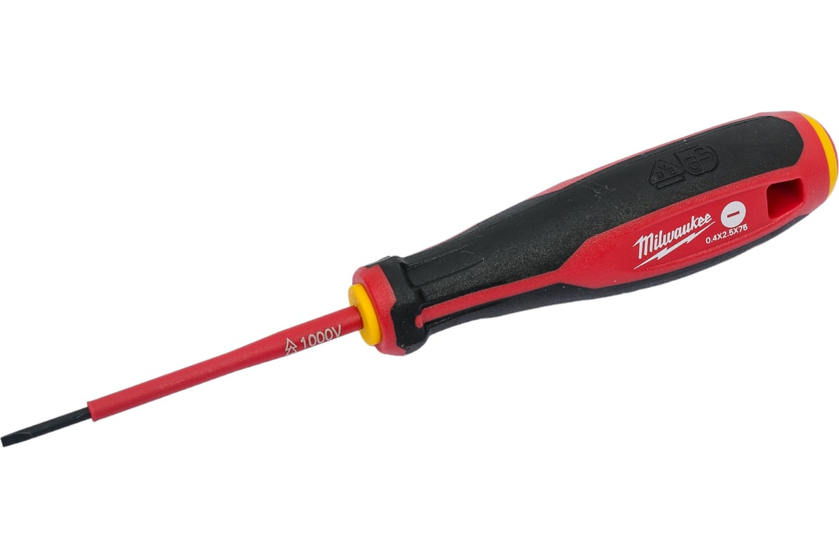 Трехгранная отвертка Milwaukee изолированная VDE SL 0.4x2.5x75 ...