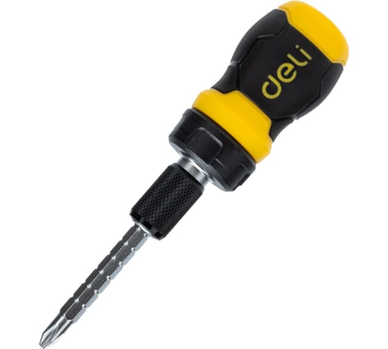 Двухсторонняя отвертка DELI с трещоткой, PH2+SL6 DL626010 (Cr-V, регулируемая длина 110-150мм, диаметр хвостовика 6мм) 98381 1