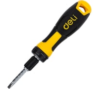 Двухсторонняя отвертка DELI DL626011 с трещоткой, PH2+SL6 180 мм 98383