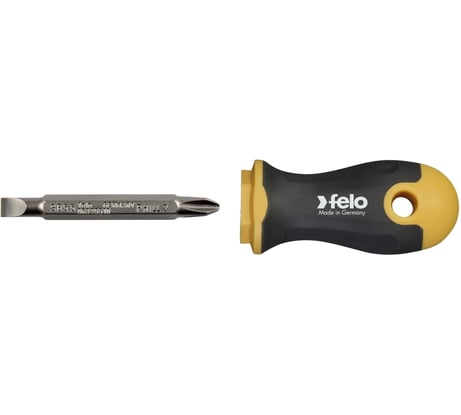 Отвертка Felo Ergonic Stubby с двухсторонней битой SL5.5хPH2, 60 мм 46926010