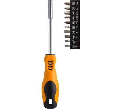 Отвертка с набором бит PARK 11 предметов, 91x28,5мм 103485