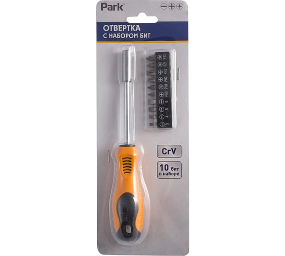 Отвертка с набором бит PARK 11 предметов, 91x28,5мм 103485