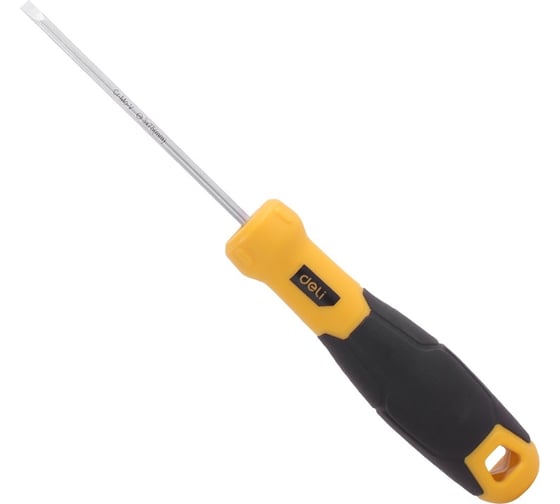 Шлицевая отвертка DELI SL3х75мм DL6330751 Cr-V, магнит, TPR+PP ручка 98345 1