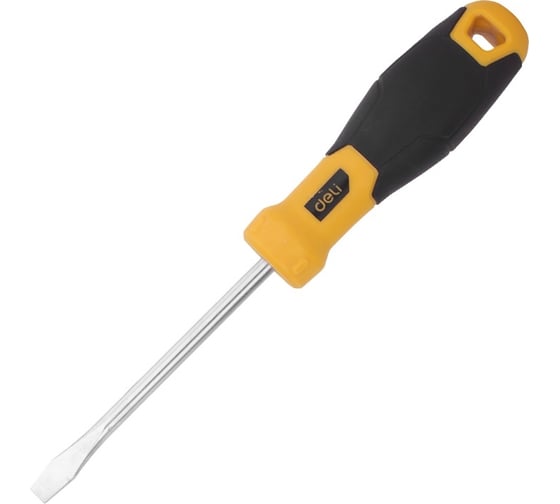 Шлицевая отвертка DELI SL6х100мм DL6361001 Cr-V, магнит, TPR+PP ручка 98353 1