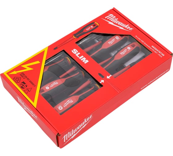 Набор трехгранных отверток VDE SL/PZ/PH + тестер напряжения - 7 ед. Milwaukee 4932478738 1