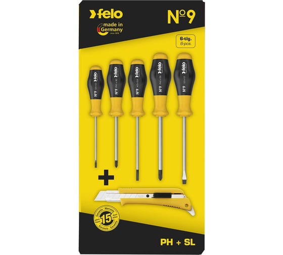 Набор отверток Felo SL/PH, 5 шт. + нож Акция 90095258