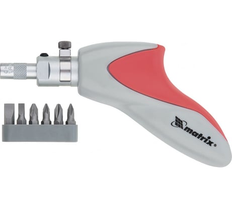 Реверсивная отвертка с набором бит 6 шт MATRIX 11550