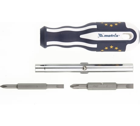 Комбинированная отвертка MATRIX MASTER SL5.0/PН1, SL6.0/PН2, CrV, трехкомпонентная эргономичная ручка 12040