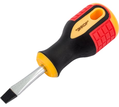 Шлицевая отвертка с трехкомпонентной рукоятью 1.2x6.5х38мм Энкор 19614