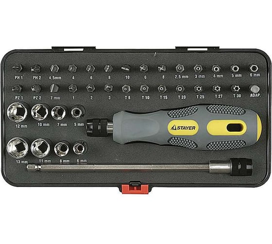 Отвертка MAX-GRIP в наборе со специальными битами 38 предметов STAYER 25929-H38 G