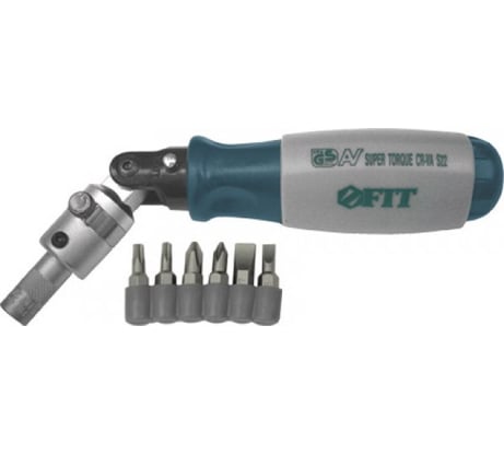 Рычажно-реверсивная отвертка Профи 6 бит FIT HQ 56470