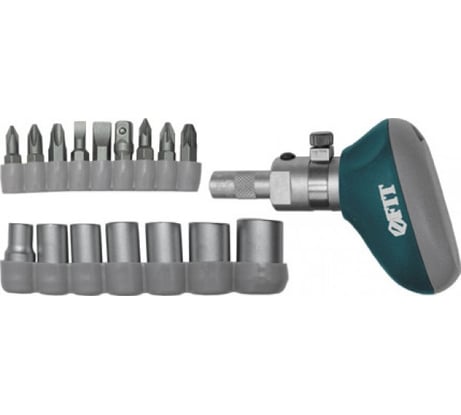 Реверсивная отвертка-коротыш Профи 16 бит и головок FIT HQ 56410