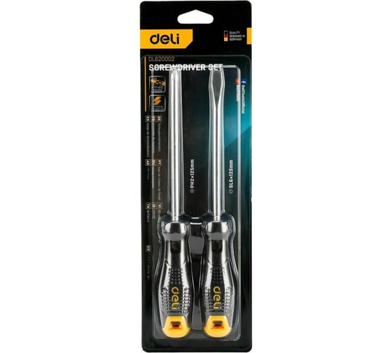 Набор отверток DELI dl620002 SL6x125, PH2x125 2 шт. 104545