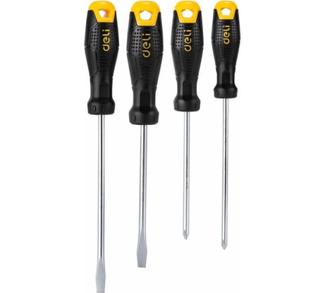 Набор отверток DELI dl620004 SL5x100, SL6x150, PH1x100, PH2x150, 4 шт. 104546