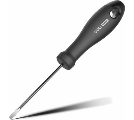 Шлицевая отвёртка DELI "Home Series Black" SL3x75мм HT1103 Cr-V, эксклюзивный дизайн, софттач, магнит 104602