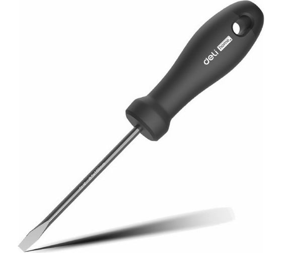 Шлицевая отвёртка DELI Home Series Black HT1105 SL5x100мм, Cr-V, Soft Touch рукоятка. подарочная упаковка, эксклюзивный дизайн 104604