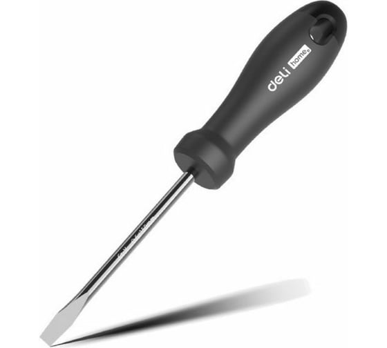 Шлицевая отвёртка DELI Home Series Black HT1106 SL6x150мм, Cr-V, Soft Touch рукоятка, подарочная упаковка 104605 1