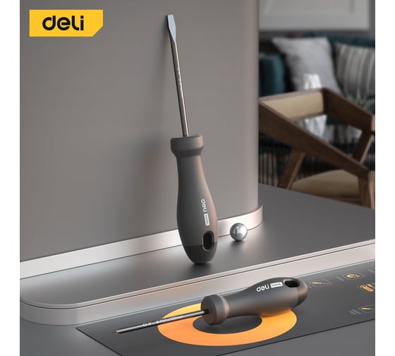 Набор отверток DELI Home Series Black HT1002 2 шт. (PH1x100, SL5x100, Cr-V, Soft Touch рукоятка, подарочная упаковка, эксклюзивный дизайн) 104594