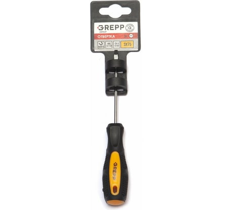Шлицевая отвертка GREPP SL3*75мм, CrV, 2х-компонентная рукоятка 202-002