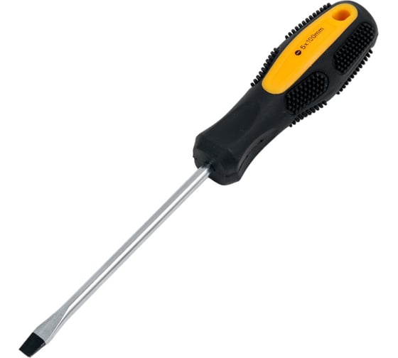 Шлицевая отвертка GREPP SL5*100мм, CrV, 2х-компонентная рукоятка 202-006