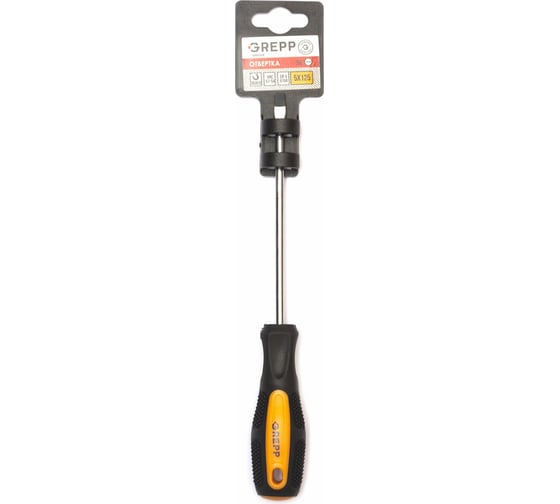 Шлицевая отвертка GREPP SL5*125мм, CrV, 2х-компонентная рукоятка 202-007