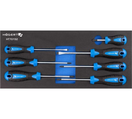 Набор плоских отверток HOEGERT TECHNIK 7 штук, ложемент eva HT7G152