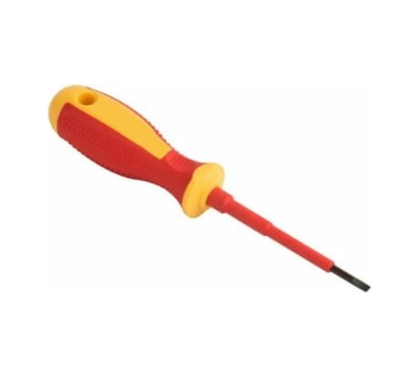 Шлицевая диэлектрическая отвертка GREPP SL2,5х75 мм, CrV, двухкомпонентная рукоятка 202-025