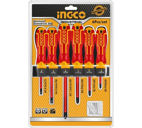 Набор диэлектрических отверток INGCO 6 шт HKISD0608