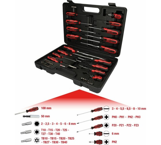Набор отверток и бит KS Tools ERGOTORQUE plus 39 предметов 159.0100
