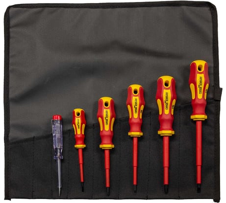 Набор диэлектрических отверток Промлайн до 1000 В, 6 предметов, в скрутке ПЛ071209_z022