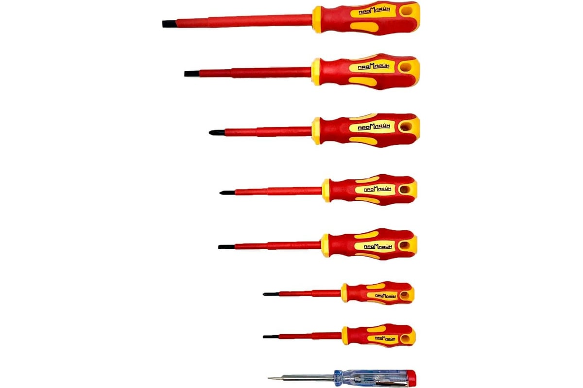 Набор диэлектрических отверток Промлайн до 1000В, 8 предметов, в ...