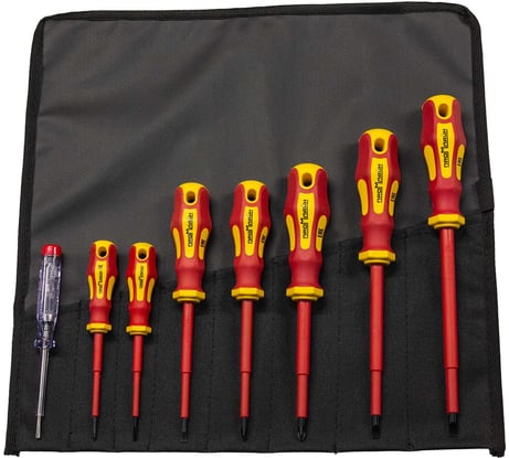 Набор диэлектрических отверток Промлайн до 1000 В, 8 предметов, в скрутке ПЛ071211_z022