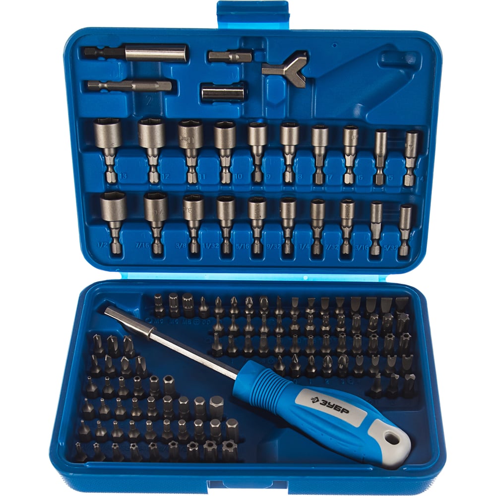 Набор бит Зубр ЭКСПЕРТ УНИВЕРСАЛ, Cr-Mo, 122 предмета, в боксе