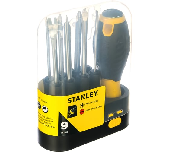 Отвертка со сменными вставками, 9шт Stanley 0-62-511