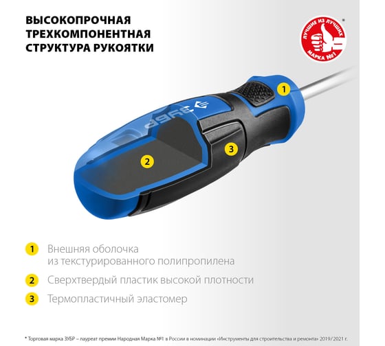 Переставная отвертка ЗУБР Профессионал-П2 SL6/PH2 25029