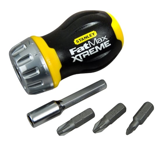 Отвертка с храповым механизмом + 6 вставок FatMax®Xtreme™ Multibit Stubby Stanley 0-69-221